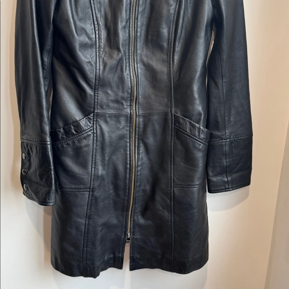 Danier Black Leather Long Jacket - Picture 5 of 16